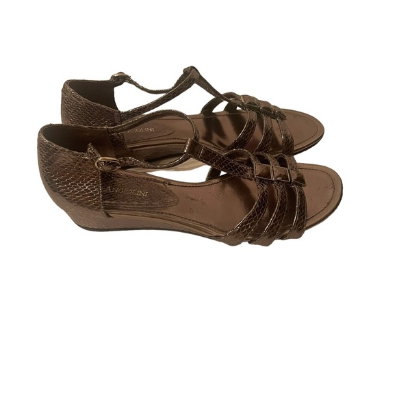 Enzo Angiolini Silver Gray Low Wedge Heel Ganyleri Ankle T-Strap Shoes Size 6.5M - Picture 5 of 6